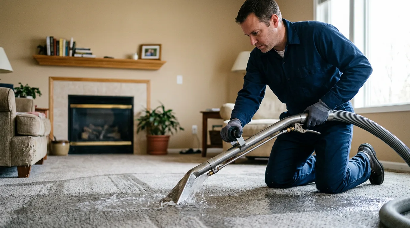 Water damage restoration technician working near Macedonia, IL